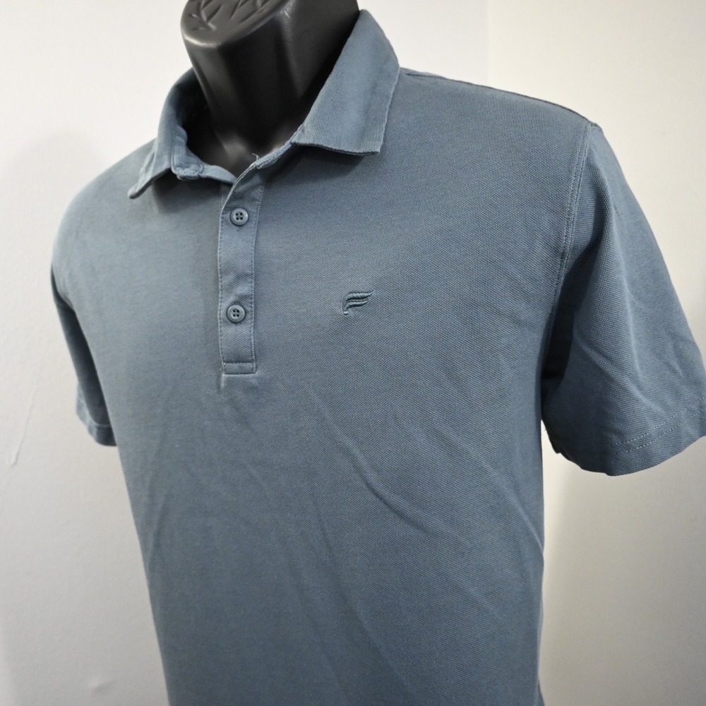 Fabletics Polo Shirt Mens XL SLIM Blue Short Sleeve Performance Cotton Blend
